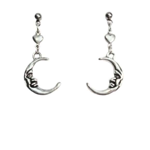 SMILING CRESCENT MOON EARRINGS - Picture 5 of 5